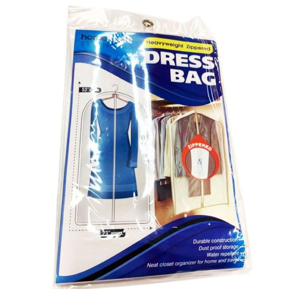 (3 Pack) Dress Bag Garment Travel Dress Storage Full Zipper Cover -Frosted Clear - Picture 8 of 8